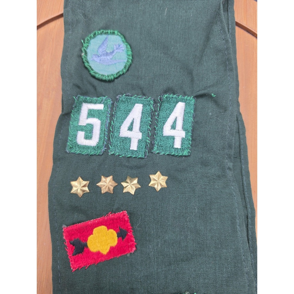 Vintage 1960s Girl Scout Green Sash Merit Badges Patches Pins Troop 544 Wings - Picture 3 of 5